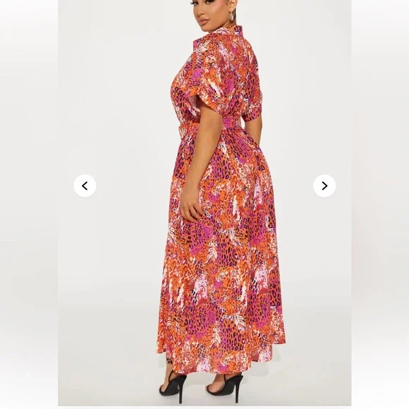 Rachel Collared Long Sleeve Maxi Dress - Brown/combo Size 3X - Picture 6 of 6